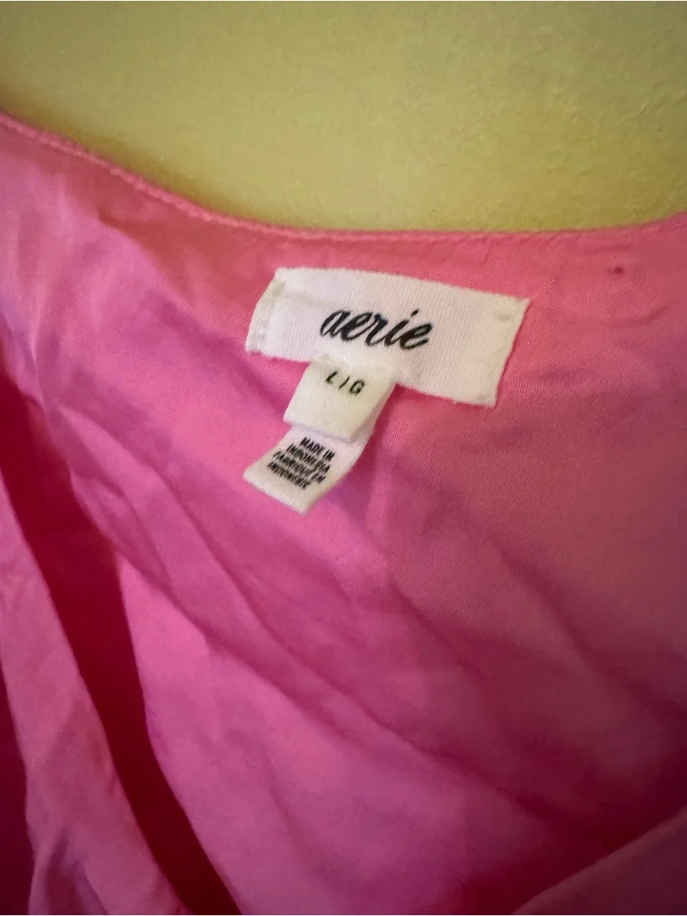Pink Satin Aerie Tank Crop with tie front